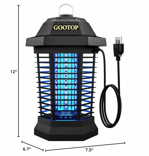 Electric bug zapper with dimensions and power cord