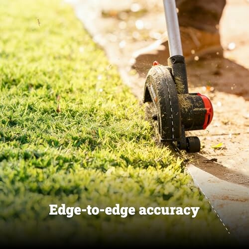 Lawn edging tool used for precise grass trimming.