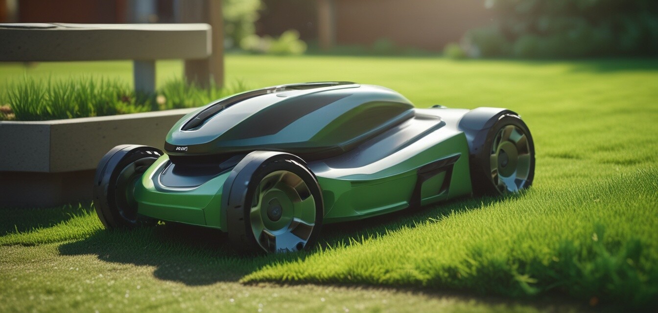 Robotic lawn mower in action